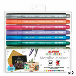 Set of Felt Tip Pens Alpino Metallic Marker Multicolour (12 Units)
