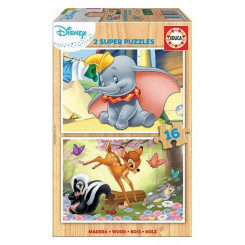 Набор из 2 пазлов Disney Dumbo & Bambi Educa 18079, деревянный, детский, 16 предметов