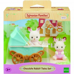 Игровой набор Sylvanian Families Шоколадный кролик-близнецы и коляска для двойни