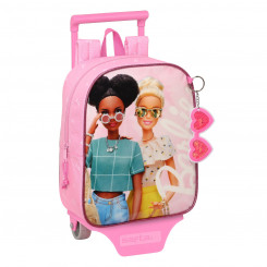 School Rucksack with Wheels Barbie Girl Pink 22 x 27 x 10 cm