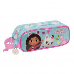 Pencil case with two zippers Gabby's Dollhouse Blue 21 x 8 x 6 cm