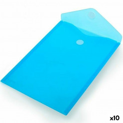 Folder Office Box Classic Envelope Velcro Vertical Blue Translucent A4+ (10 Units)