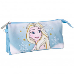 Pencil case with three zippers Frozen Blue 22.5 x 2 x 11.5 cm