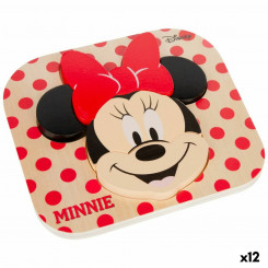 Wooden Children's Puzzle Disney Minnie Mouse + 12 months 6 Pieces, parts (12 Units)