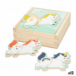 Wooden Children's Puzzle Mr. Wonderful Unicorn + 3 years 3 Pieces, parts (12 Units)