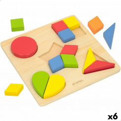 Wooden Children's Puzzle Woomax Forms + 12 months 16 Pieces, parts (6 Units)