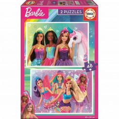 2 Puzzle Set Barbie Girl 48 Pieces, parts 28 x 20 cm