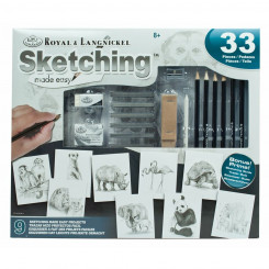 Drawing set Royal & Langnickel SKETCHING MADE EASY 33 Pieces, parts