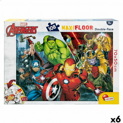 Laste pusle The Avengers Kahesuunaline 108 Tükid, osad 70 x 1,5 x 50 cm (6 Ühikut)