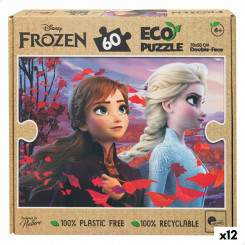 Children's puzzle Frozen Two-way 60 Pieces, parts 70 x 1.5 x 50 cm (12 Units)