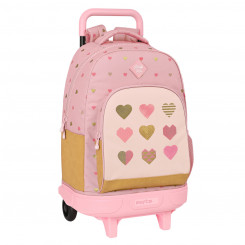 School bag with wheels Glow Lab Hearts Pink 33 X 45 X 22 cm