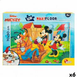 Laste pusle Mickey Mouse Kahesuunaline 108 Tükid, osad 70 x 1,5 x 50 cm (6 Ühikut)