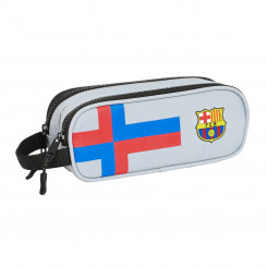 Pencil case with two zippers FC Barcelona Gray 21 x 8 x 6 cm