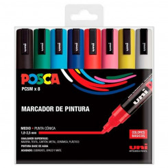 Set of felt-tip pens Uni-Ball POSCA Basic PC-5M Multicolor 8 Pieces, parts (8 Units)