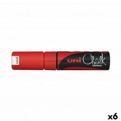 Liquid chalk marker Uni-Ball PWE-8K Red (6 Pieces, parts) (6 Units)