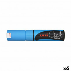 Liquid chalk marker Uni-Ball PWE-8K Blue Light blue (6 Pieces, parts) (6 Units)