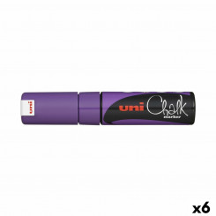 Liquid chalk marker Uni-Ball PWE-8K Purple (6 Pieces, parts) (6 Units)