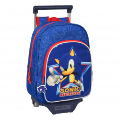 School bag with wheels Sonic Let's roll Navy blue 26 x 34 x 11 cm