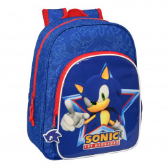 School backpack Sonic Let's roll Navy blue 26 x 34 x 11 cm