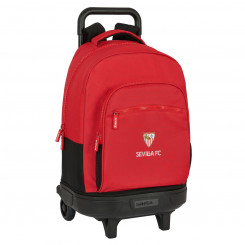 School bag with wheels Sevilla Fútbol Club Black Red 33 X 45 X 22 cm