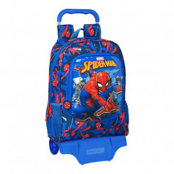 School bag with wheels Spiderman Great Power Red Blue (32 x 42 x 14 cm)