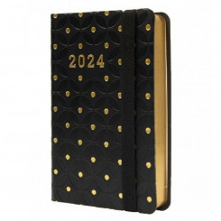 Päevik Finocam Flexy Joy Dotts 2024 Must Kuldne 8,2 x 12,7 cm