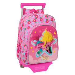 School bag with wheels Trolls Pink 26 x 34 x 11 cm