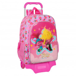 School bag with wheels Trolls Pink 33 x 42 x 14 cm