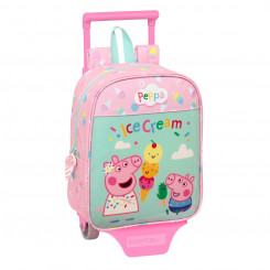 School bag with wheels Peppa Pig Ice cream Green Pink 22 x 27 x 10 cm