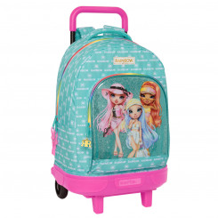 Школьная сумка на колесиках Rainbow High Paradise Бирюзовый синий 33 Х 45 Х 22 см