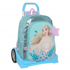 School bag with wheels Frozen Hello spring Blue 33 x 42 x 14 cm