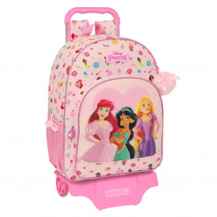 School bag with wheels Princesses Disney Summer adventures Pink 33 x 42 x 14 cm