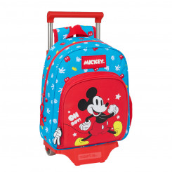 School bag with wheels Mickey Mouse Clubhouse Fantastic Blue Red 28 x 34 x 10 cm