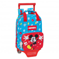 School bag with wheels Mickey Mouse Clubhouse Fantastic Blue Red 20 x 28 x 8 cm