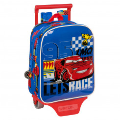 School bag with wheels Cars Race ready Blue 22 x 27 x 10 cm