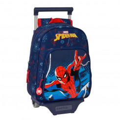 School bag with wheels Spider-Man Neon Sea blue 27 x 33 x 10 cm