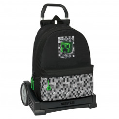 Школьная сумка на колесах Minecraft Черный Зеленый Серый 30 х 46 х 14 см