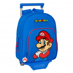 School bag with wheels Super Mario Play Blue Red 28 x 34 x 10 cm
