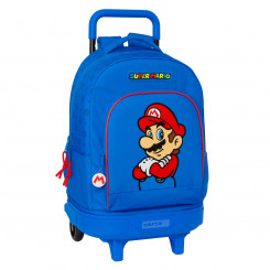 Школьная сумка на колесиках Super Mario Play Blue Red 33 X 45 X 22 см