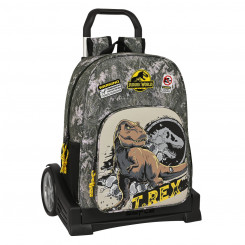 School bag with wheels Jurassic World Warning Gray 33 x 42 x 14 cm