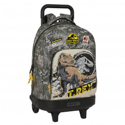 School bag with wheels Jurassic World Warning Gray 33 X 45 X 22 cm