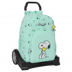 School bag with wheels Snoopy Groovy Green 30 x 46 x 14 cm