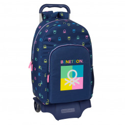 School bag with wheels Benetton Cool Navy blue 30 x 46 x 14 cm