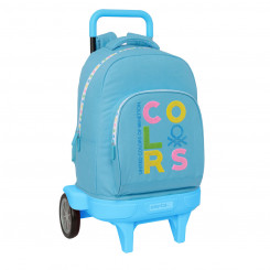 School bag with wheels Benetton Spring Sky blue 33 X 45 X 22 cm