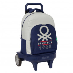 Школьная сумка на колесиках Benetton Varsity Grey Sea blue 33 X 45 X 22 см