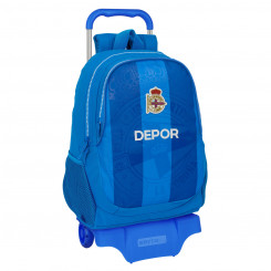 School bag with wheels RC Deportivo de La Coruña Blue 32 x 44 x 16 cm