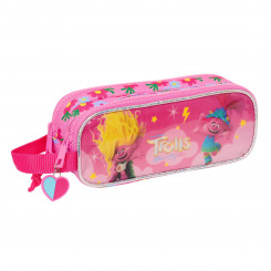 Pencil case with two zippers Trolls Pink 21 x 8 x 6 cm