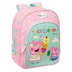 School backpack Peppa Pig Ice cream Pink Mint green 26 x 34 x 11 cm