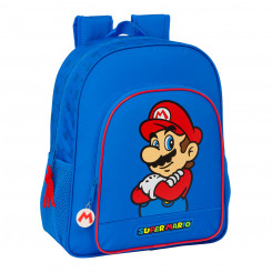 School backpack Super Mario Play Blue Red 32 X 38 X 12 cm