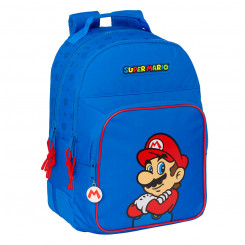 School backpack Super Mario Play Blue Red 32 x 42 x 15 cm